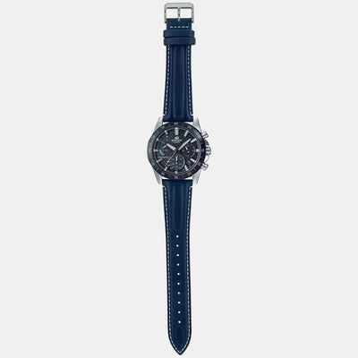 Edifice Men Quartz Black Dial Chronograph Leather Watch EX535