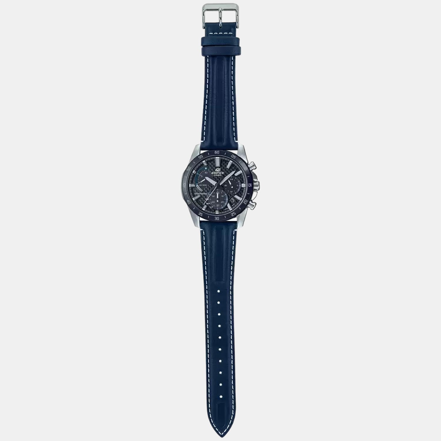 Edifice Men Quartz Black Dial Chronograph Leather Watch EX535