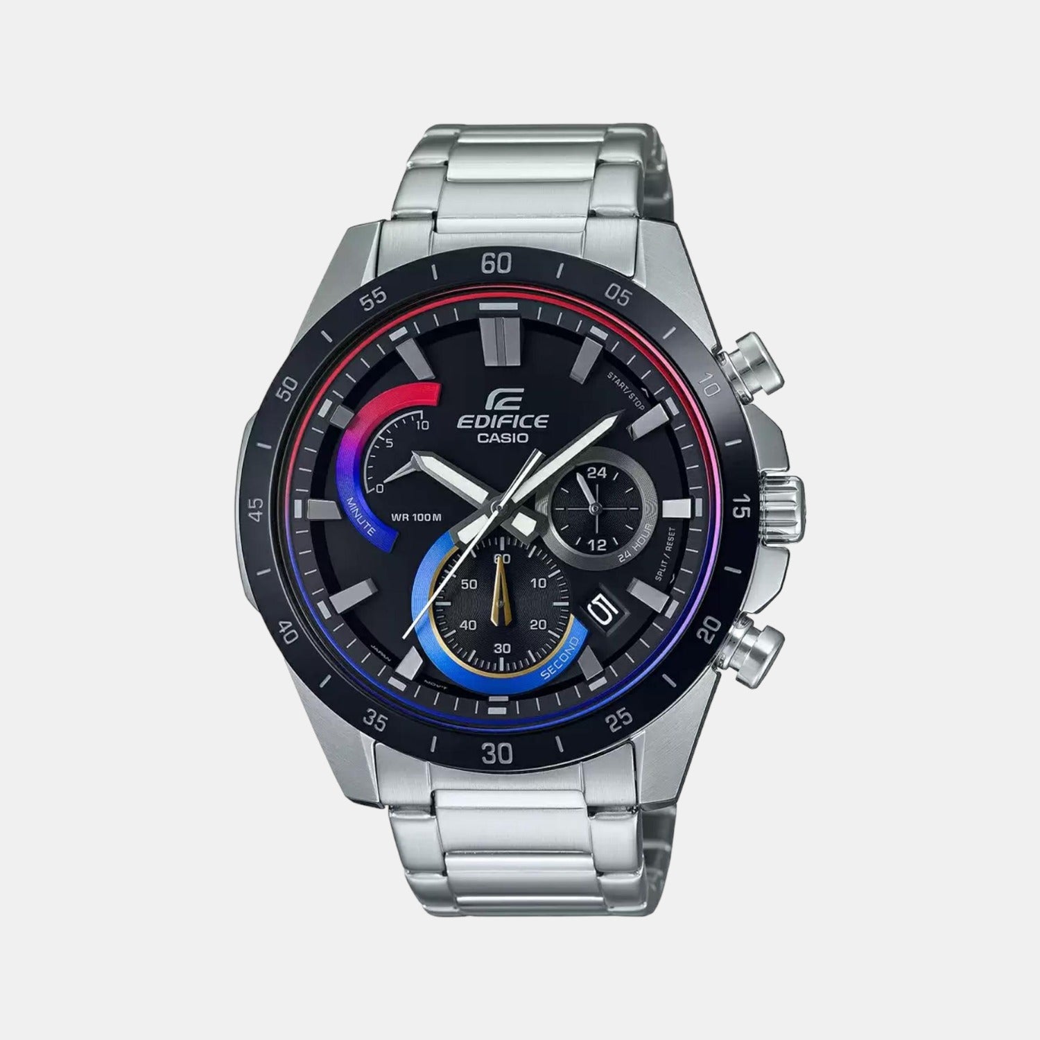 Edifice Men Quartz Two Tone Dial Chronograph Stainless Steel Watch EX540