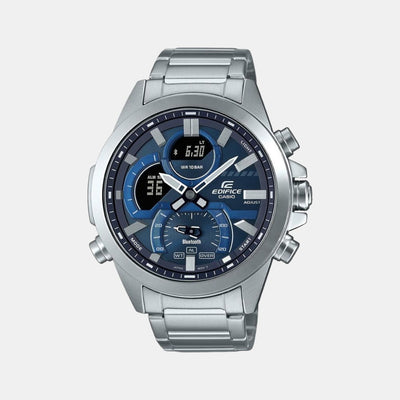 Edifice Men Quartz Black Dial Analog-Digital Stainless Steel Watch EX546