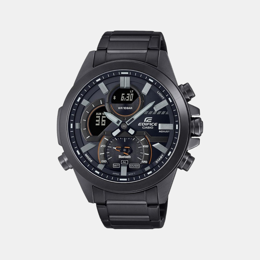 Edifice Men Quartz Black Dial Analog-Digital Stainless Steel Watch EX547