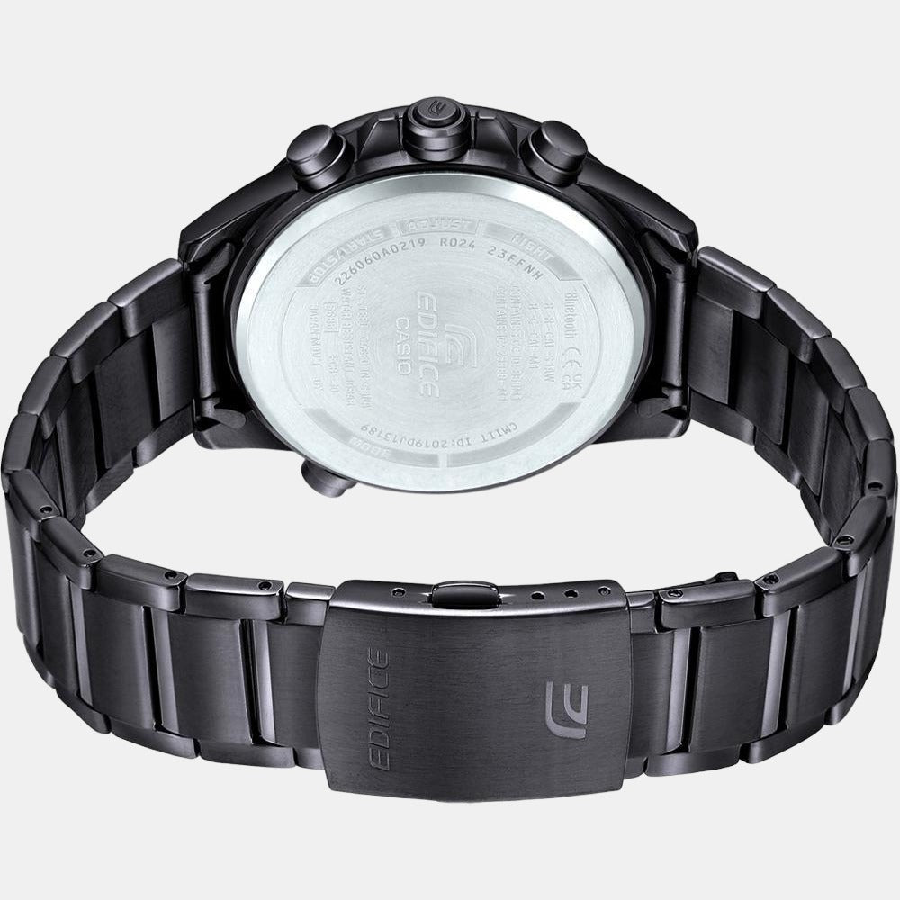 Edifice Men Quartz Black Dial Analog-Digital Stainless Steel Watch EX547