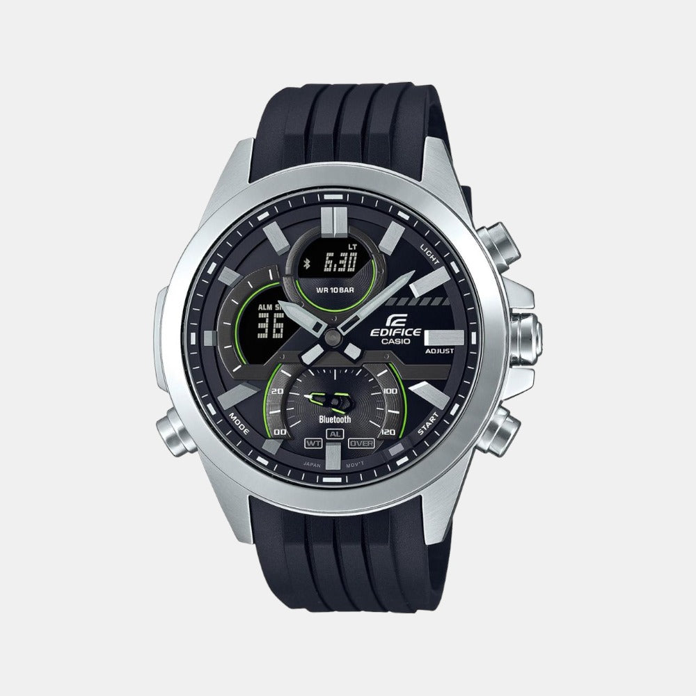 Edifice Men Quartz Black Dial Analog-Digital Resin Watch EX548