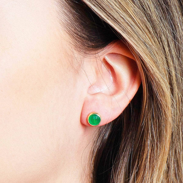 Emerald Silver or Gold Stud Earrings