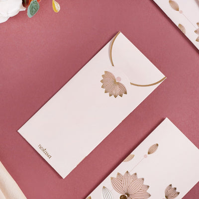 Money Gift Envelope Gold Lotus Set Of 12 Pink