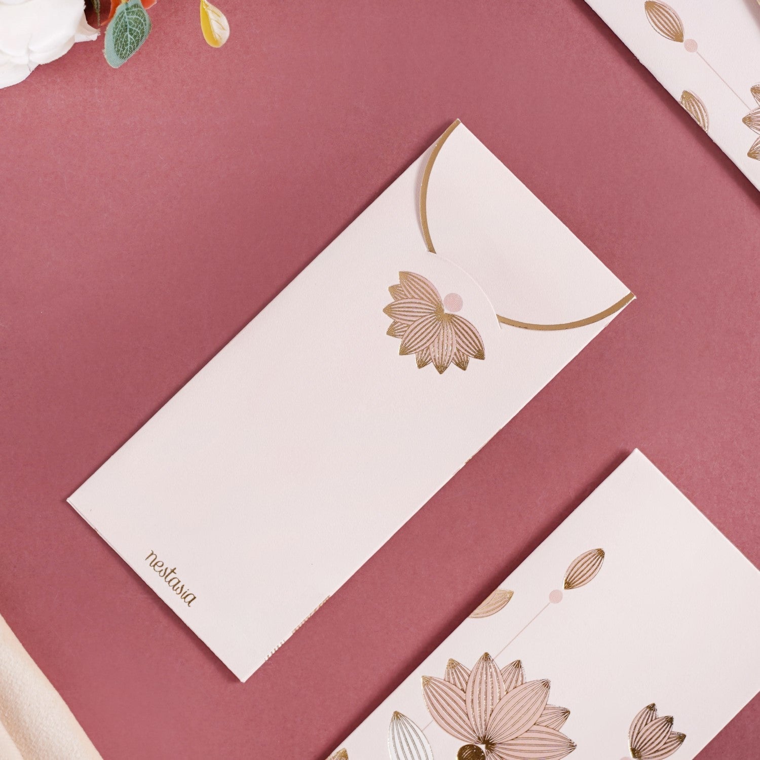 Money Gift Envelope Gold Lotus Set Of 12 Pink