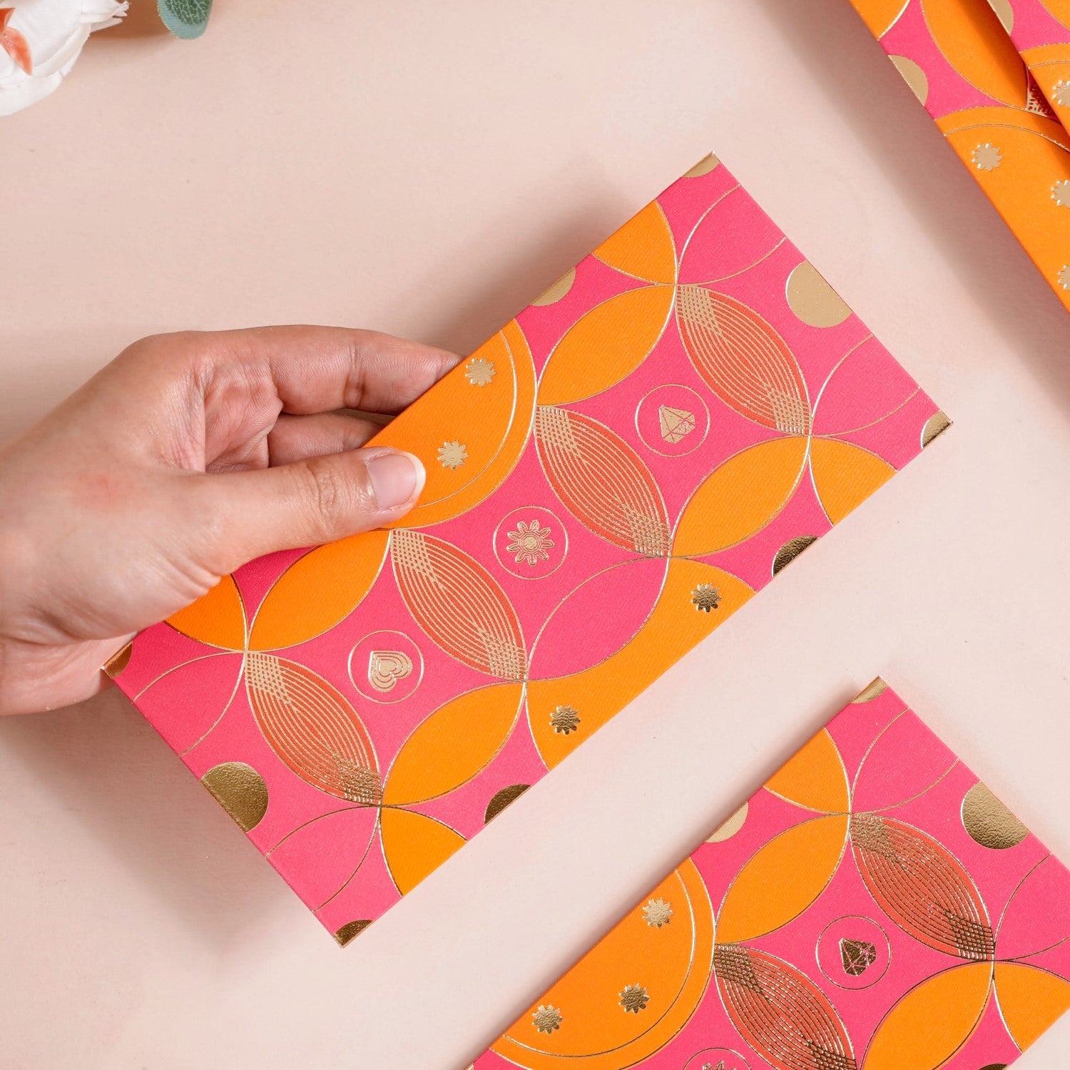 Geometric Luxury Shagun Envelope For Birthdays Set Of 12 Hot Pink