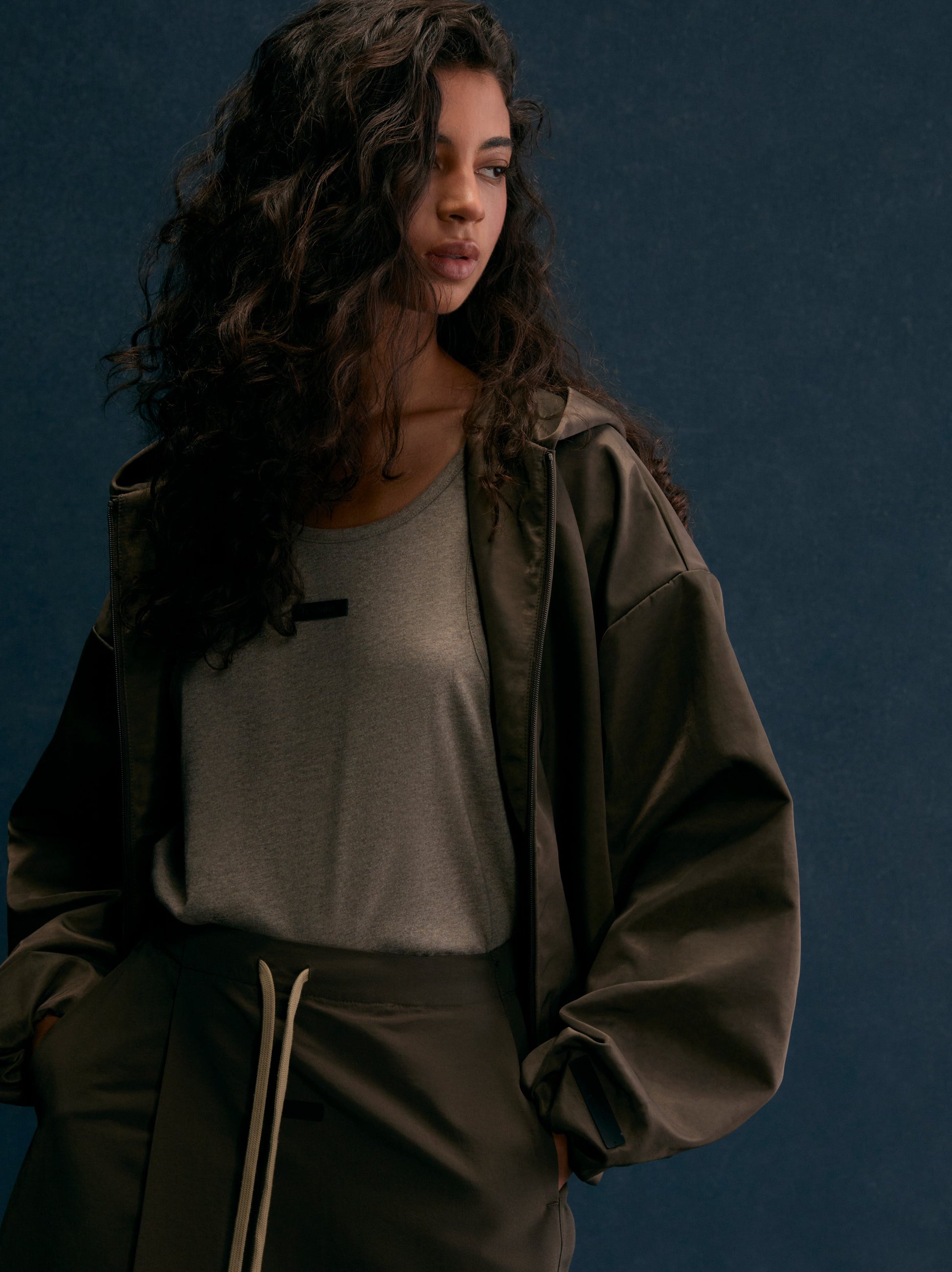 Women's Textured Nylon Hooded Bomber