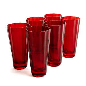 Estelle Colored Sunday High Balls - Set of 6 {Red}