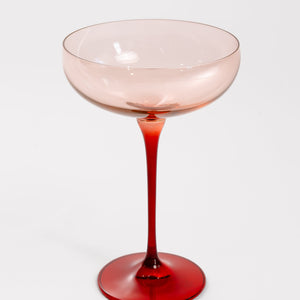 Estelle Colored Champagne Coupe - Set of 2 {Colorblock: Blush Pink + Red}
