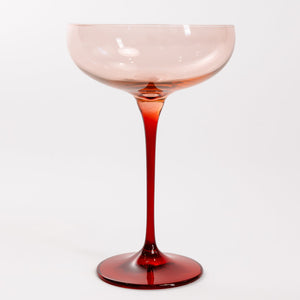 Estelle Colored Champagne Coupe - Set of 6 {Colorblock: Blush Pink + Red}