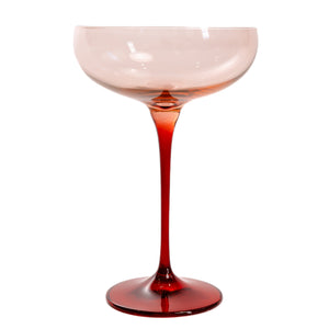 Estelle Colored Champagne Coupe - Set of 2 {Colorblock: Blush Pink + Red}