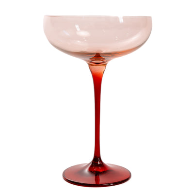 Estelle Colored Champagne Coupe - Set of 6 {Colorblock: Blush Pink + Red}