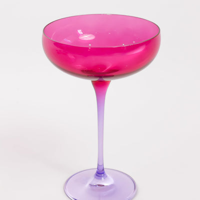 Estelle Colored Champagne Coupe - Set of 2 {Colorblock: Fuchsia + Lavender}