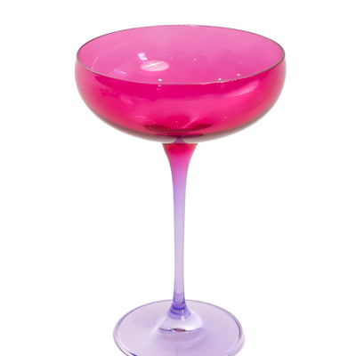 Estelle Colored Champagne Coupe - Set of 2 {Colorblock: Fuchsia + Lavender}
