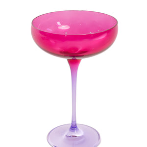 Estelle Colored Champagne Coupe - Set of 6 {Colorblock: Fuchsia + Lavender}
