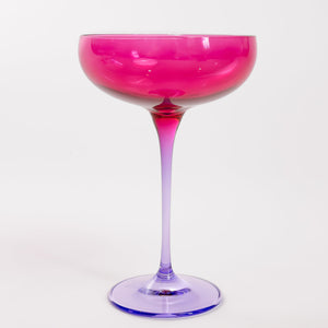 Estelle Colored Champagne Coupe - Set of 2 {Colorblock: Fuchsia + Lavender}