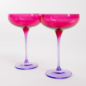 Estelle Colored Champagne Coupe - Set of 2 {Colorblock: Fuchsia + Lavender}