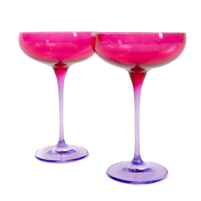 Estelle Colored Champagne Coupe - Set of 2 {Colorblock: Fuchsia + Lavender}