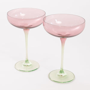 Estelle Colored Champagne Coupe - Set of 2 {Colorblock: Rose + Mint Green}