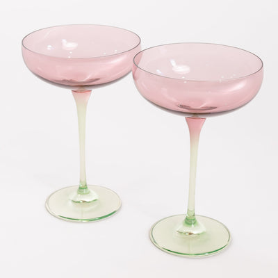 Estelle Colored Champagne Coupe - Set of 2 {Colorblock: Rose + Mint Green}