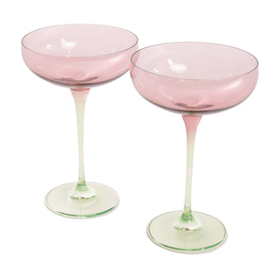 Estelle Colored Champagne Coupe - Set of 2 {Colorblock: Rose + Mint Green}