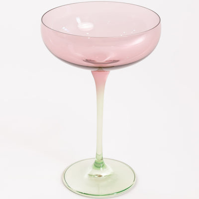 Estelle Colored Champagne Coupe - Set of 6 {Colorblock: Rose + Mint Green}