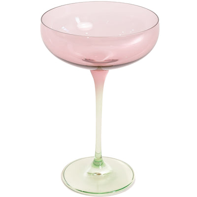 Estelle Colored Champagne Coupe - Set of 6 {Colorblock: Rose + Mint Green}