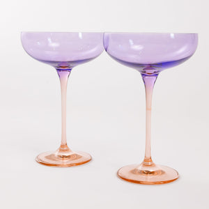 Estelle Colored Champagne Coupe - Set of 2 {Colorblock: Lavender+ Blush Pink}