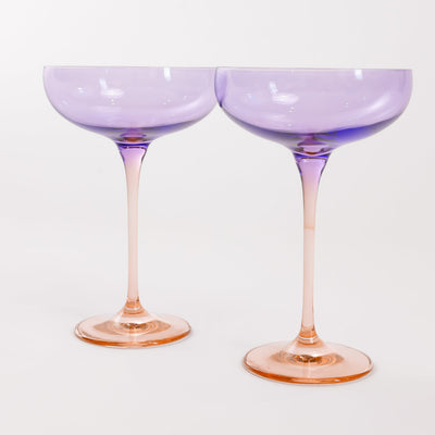 Estelle Colored Champagne Coupe - Set of 2 {Colorblock: Lavender+ Blush Pink}