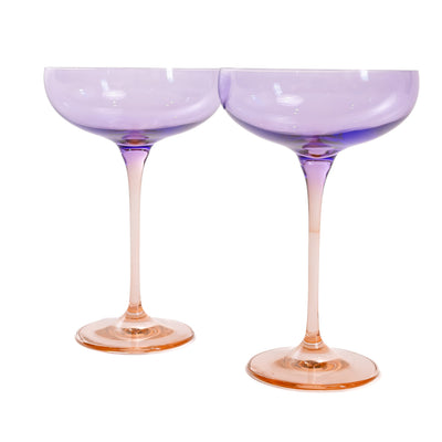 Estelle Colored Champagne Coupe - Set of 2 {Colorblock: Lavender+ Blush Pink}