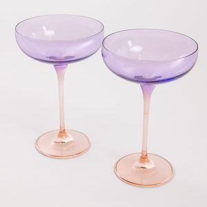 Estelle Colored Champagne Coupe - Set of 2 {Colorblock: Lavender+ Blush Pink}