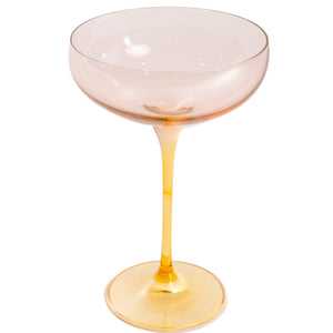 Estelle Colored Champagne Coupe - Set of 6 {Colorblock: Blush Pink + Yellow}