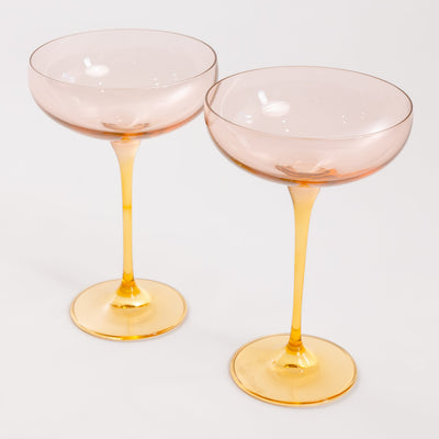 Estelle Colored Champagne Coupe - Set of 2 {Colorblock: Blush Pink + Yellow}