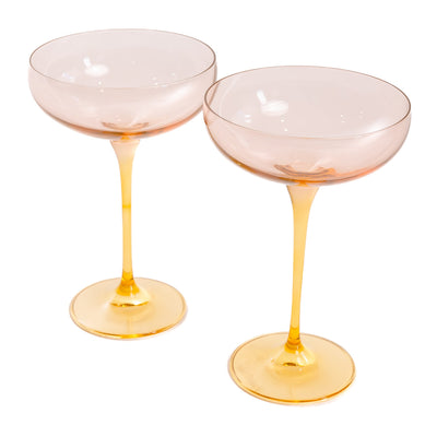 Estelle Colored Champagne Coupe - Set of 2 {Colorblock: Blush Pink + Yellow}