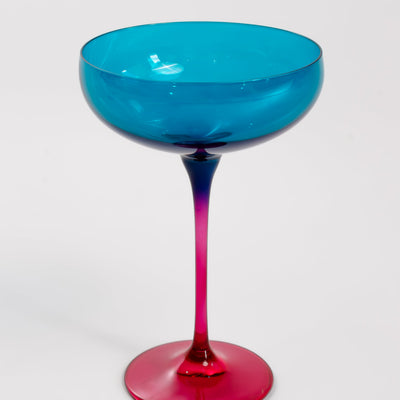 Estelle Colored Champagne Coupe - Set of 6 {Colorblock: Teal + Fuchsia}