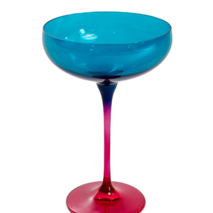 Estelle Colored Champagne Coupe - Set of 6 {Colorblock: Teal + Fuchsia}