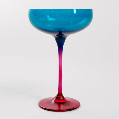 Estelle Colored Champagne Coupe - Set of 2 {Colorblock: Teal + Fuchsia}