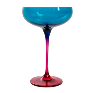 Estelle Colored Champagne Coupe - Set of 6 {Colorblock: Teal + Fuchsia}