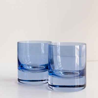 Estelle Colored Rocks Glass -  Set of 2 {Cobalt Blue}