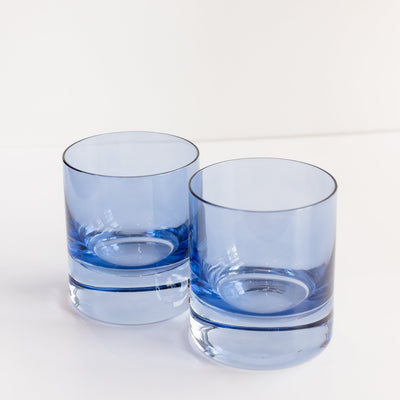Estelle Colored Rocks Glass -  Set of 2 {Cobalt Blue}
