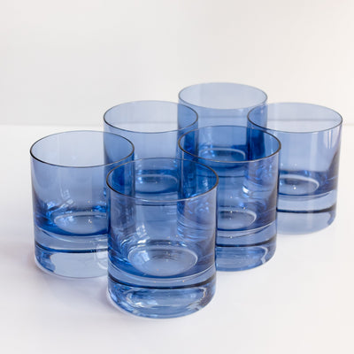 Estelle Colored Rocks Glass - Set of 6 {Cobalt Blue}