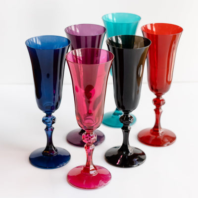 Estelle Colored Regal Flute - Set of 6 {Jewel Toned Mixed Set}