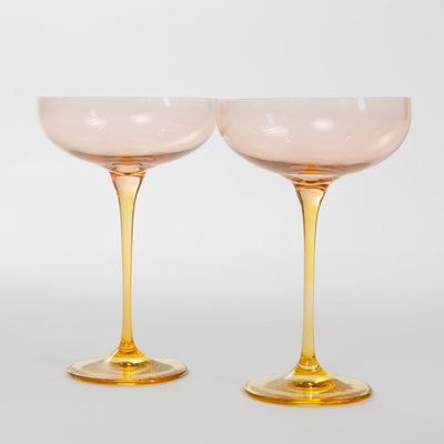 Estelle Colored Champagne Coupe - Set of 2 {Colorblock: Blush Pink + Yellow}