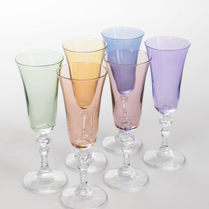 Estelle Colored Regal Flute With Clear Stem - Set of 6 {Pastel Mixed Set}