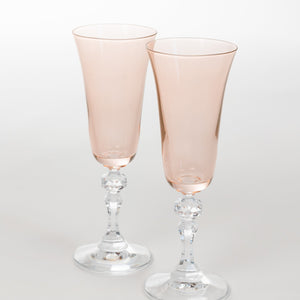 Estelle Colored Regal Flute With Clear Stem - Set of 2 {Blush Pink}