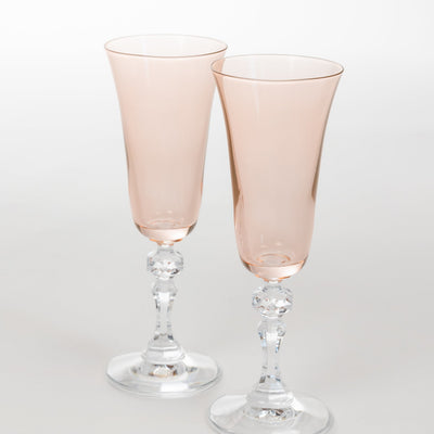 Estelle Colored Regal Flute With Clear Stem - Set of 2 {Blush Pink}