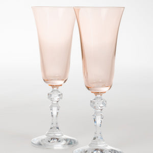 Estelle Colored Regal Flute With Clear Stem - Set of 2 {Blush Pink}