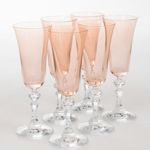 Estelle Colored Regal Flute With Clear Stem - Set of 6 {Blush Pink}