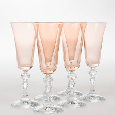 Estelle Colored Regal Flute With Clear Stem - Set of 6 {Blush Pink}